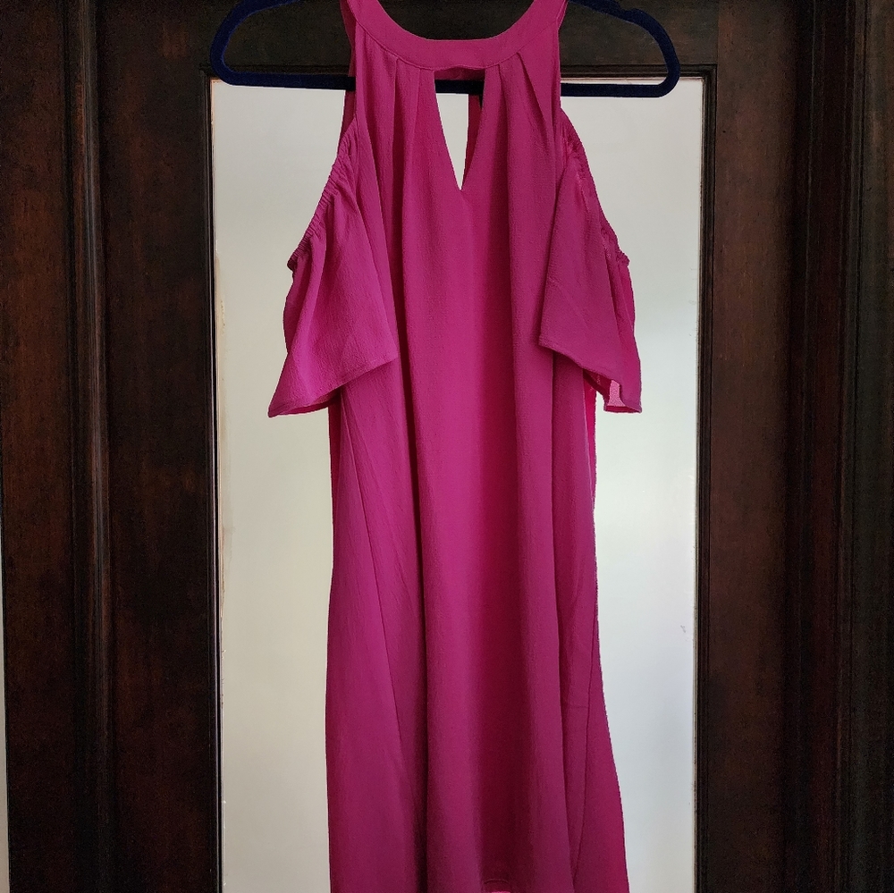 Fucshia Cold Shoulder Halter Dress